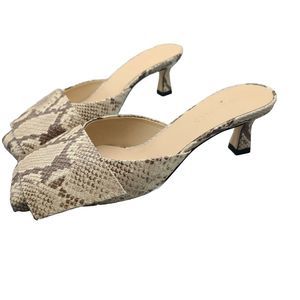 Wandler  Isa snake effect leather mules beige kitten heel slide sandals sz 6 36